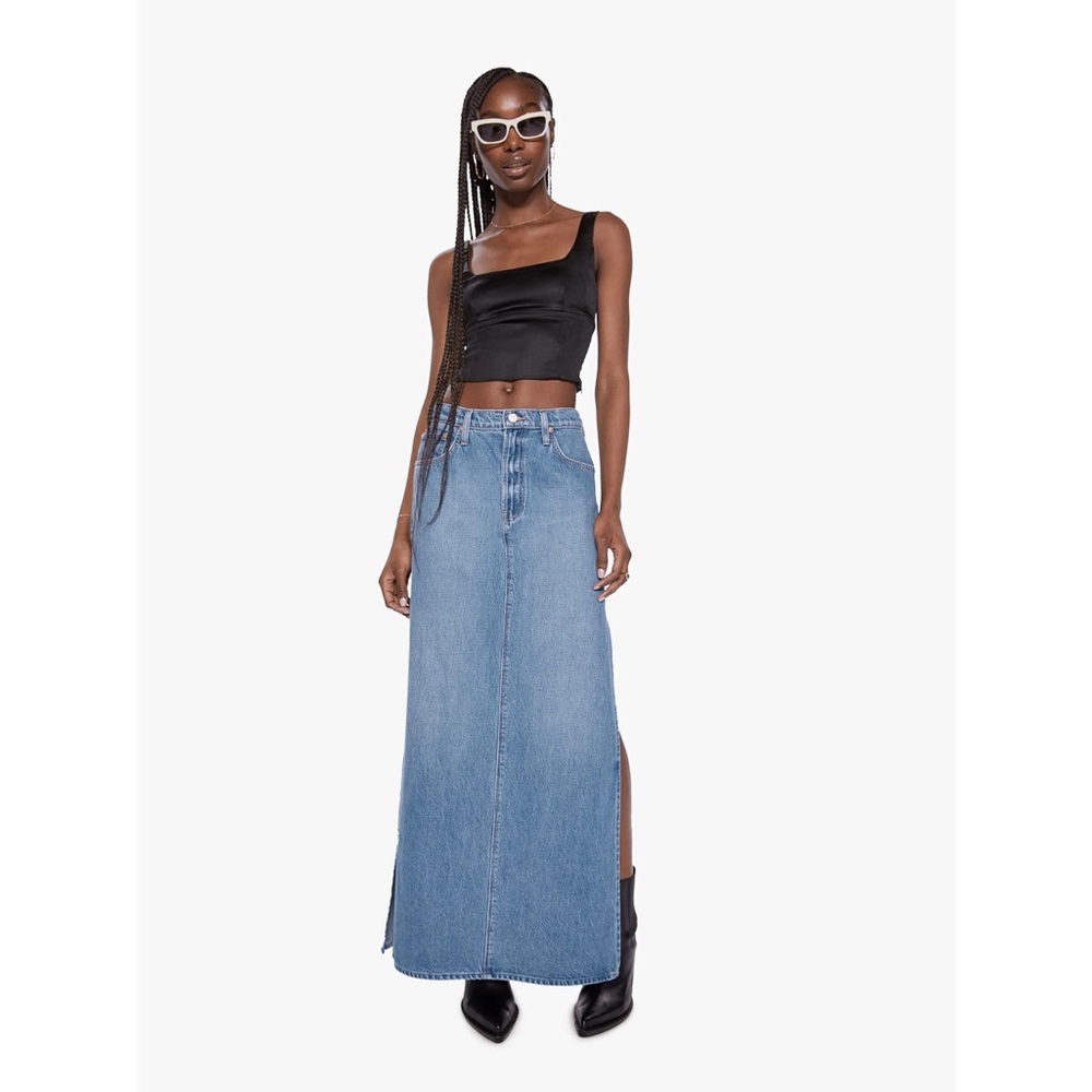 Mother Snacks! The‎ Fun Dip Slice Maxi Denim Skirt in Nothing Else Like It